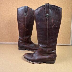 Frye Melissa Button Calf Brown Western Cowgirl Riding Boots Size 6.5